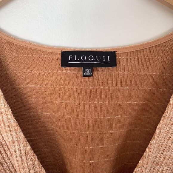 Eloquii rust tan extended shoulder rib mini dress with monochromatic belt - Picture 3 of 8